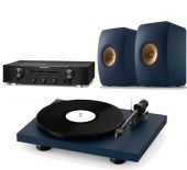 Royal Blue Edition Bundle - KEF LS50 Meta Speakers + Debut Carbon Evo Turntable + Marantz PM6007
