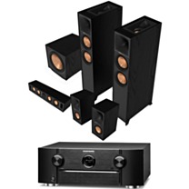 Marantz SR6015 - 9.2ch 8K UItra HD AV Receiver with HEOS + Klipsch Reference II R-605FA 5.1.2 Dolby Atmos Home Theatre System
