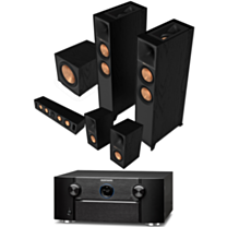 Marantz SR7015 - 9.2ch 8K AV Receiver 3D Audio with HEOS + Klipsch Reference II R-605FA 5.1.2 Dolby Atmos Home Theatre System