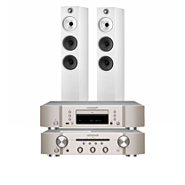 Marantz PM6007 Integrated Amplifier & CD6007 CD Player Bundle Silver With Bowers & Wilkins 603 S2 Anniversary Edition Standmount Speaker - White