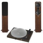 Pro-Ject Juke Box S2 All-in-one Turntable + Q Acoustics 3050i Floorstanding Speakers - Eucalyptus / walnut