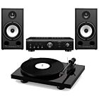 Debut Carbon Evo Turntable + Denon PMA-600NE + Triangle Borea BR03 Speaker Bundle - Black