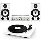 Debut Carbon Evo Turntable + Denon PMA-600NE + Triangle Borea BR03 Speaker Bundle - White