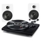 Pro-Ject Debut Carbon DC Turntable + Kanto YU4 Active Speakers in Matt White