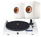 Pro-Ject Juke Box E + KEF LS50 Meta Bookshelf Speakers - White Bundle
