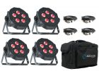 4X ADJ Mega Tripar Profile Par Cans + F4 Carry Bag + Leads Bundle